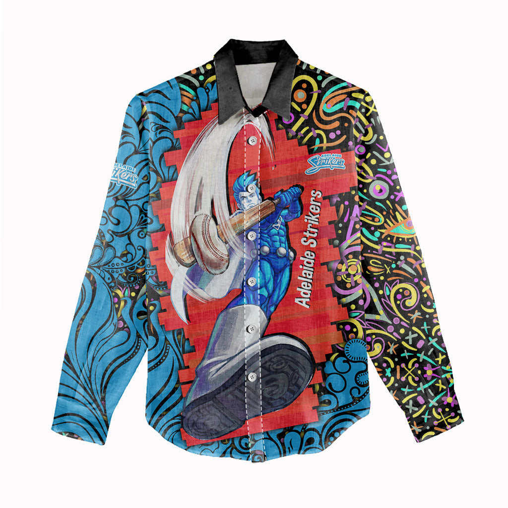 Personalized Adelaide Strikers Women Casual Shirt Hippie Psychedelic Pattern Vibrant Mandala Art Style