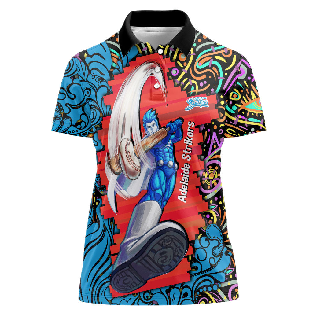 Personalized Adelaide Strikers Women Polo Shirt Hippie Psychedelic Pattern Vibrant Mandala Art Style