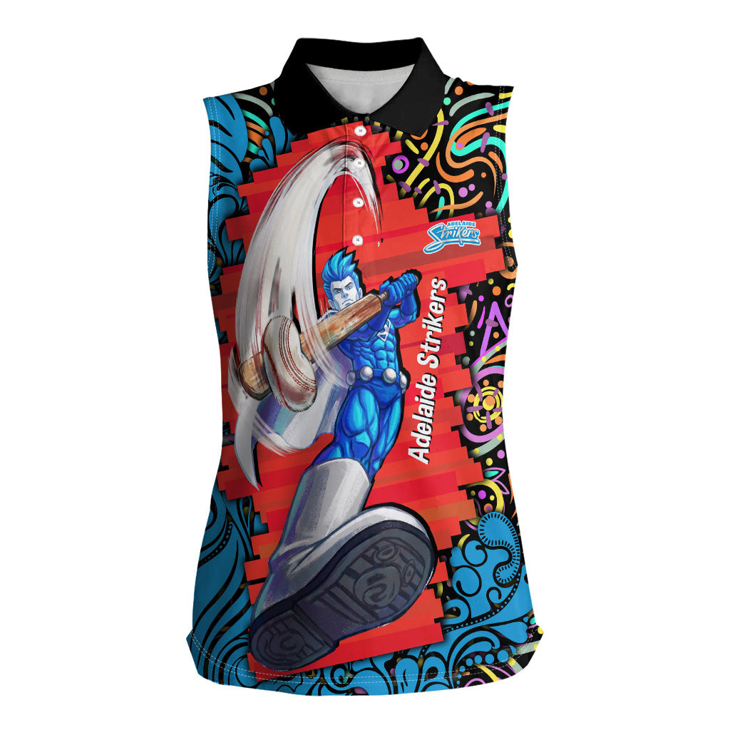 Personalized Adelaide Strikers Women Sleeveless Polo Shirt Hippie Psychedelic Pattern Vibrant Mandala Art Style