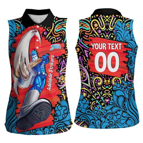 Personalized Adelaide Strikers Women Sleeveless Polo Shirt Hippie Psychedelic Pattern Vibrant Mandala Art Style