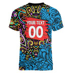 Personalized Adelaide Strikers Women V-Neck T-Shirt Hippie Psychedelic Pattern Vibrant Mandala Art Style