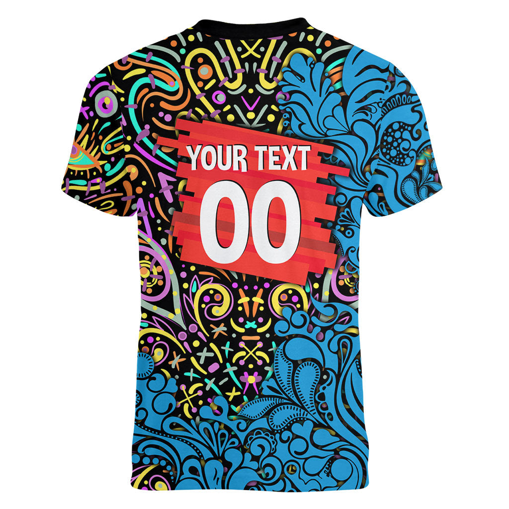Personalized Adelaide Strikers Women V-Neck T-Shirt Hippie Psychedelic Pattern Vibrant Mandala Art Style