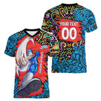 Personalized Adelaide Strikers Women V-Neck T-Shirt Hippie Psychedelic Pattern Vibrant Mandala Art Style