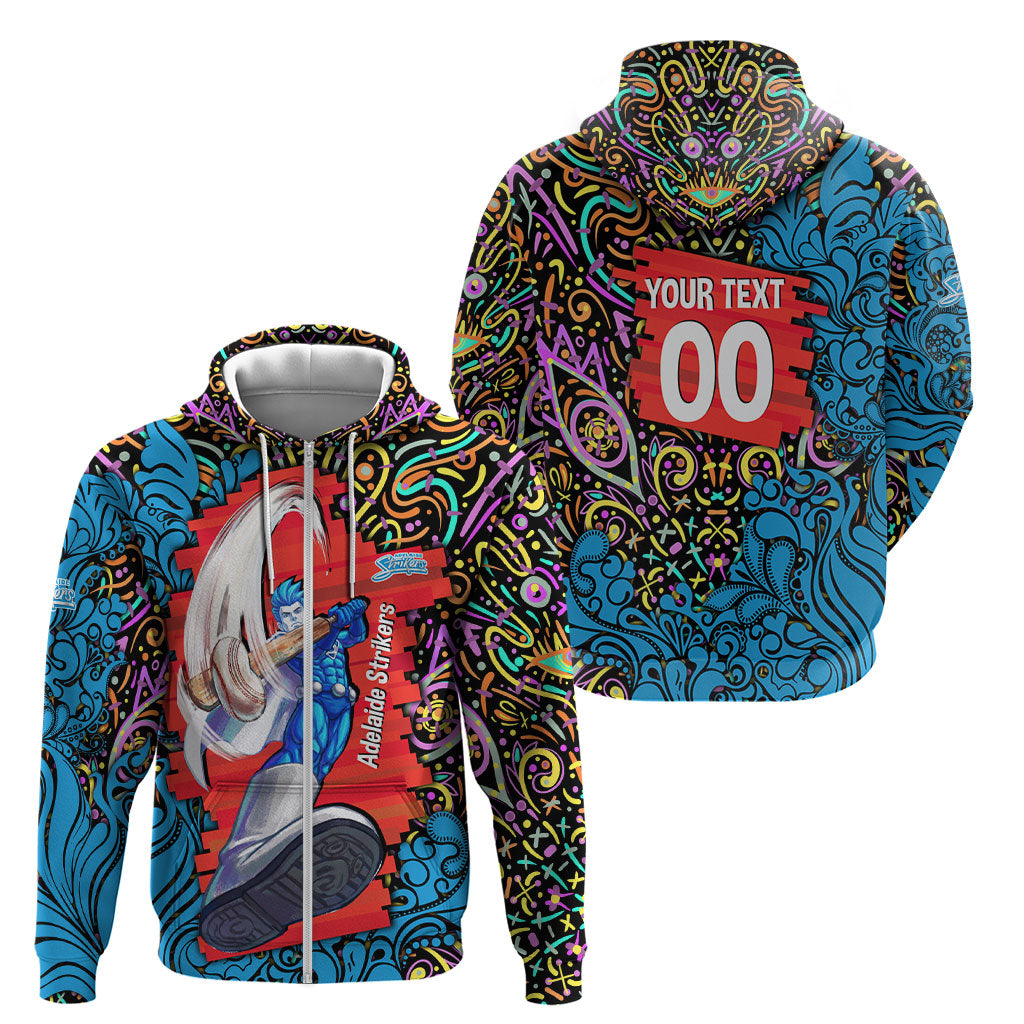 Personalized Adelaide Strikers Zip Hoodie Hippie Psychedelic Pattern Vibrant Mandala Art Style