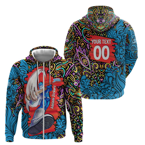 Personalized Adelaide Strikers Zip Hoodie Hippie Psychedelic Pattern Vibrant Mandala Art Style