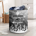 Personalized Penrith Panthers Laundry Basket Y2K Grunge Aesthetic With Cyber Flames and Starburst Graphics