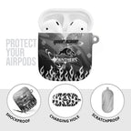 Personalized Penrith Panthers AirPods Case Y2K Grunge Aesthetic With Cyber Flames and Starburst Graphics