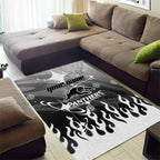 Personalized Penrith Panthers Area Rug Y2K Grunge Aesthetic With Cyber Flames and Starburst Graphics