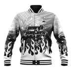 Personalized Penrith Panthers Baseball Jacket Y2K Grunge Aesthetic With Cyber Flames and Starburst Graphics