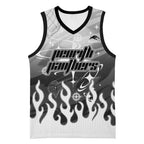 Personalized Penrith Panthers Basketball Jersey Y2K Grunge Aesthetic With Cyber Flames and Starburst Graphics