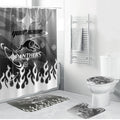 Personalized Penrith Panthers Bathroom Set Y2K Grunge Aesthetic With Cyber Flames and Starburst Graphics