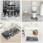 Personalized Penrith Panthers Bathroom Set Y2K Grunge Aesthetic With Cyber Flames and Starburst Graphics