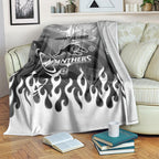 Personalized Penrith Panthers Blanket Y2K Grunge Aesthetic With Cyber Flames and Starburst Graphics