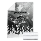 Personalized Penrith Panthers Blanket Y2K Grunge Aesthetic With Cyber Flames and Starburst Graphics