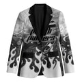Personalized Penrith Panthers Blazer Y2K Grunge Aesthetic With Cyber Flames and Starburst Graphics