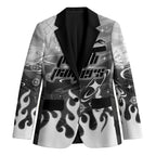 Personalized Penrith Panthers Blazer Y2K Grunge Aesthetic With Cyber Flames and Starburst Graphics