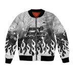 Personalized Penrith Panthers Bomber Jacket Y2K Grunge Aesthetic With Cyber Flames and Starburst Graphics