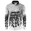 Personalized Penrith Panthers Button Sweatshirt Y2K Grunge Aesthetic With Cyber Flames and Starburst Graphics