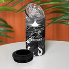 Personalized Penrith Panthers 4 in 1 Can Cooler Tumbler Y2K Grunge Aesthetic With Cyber Flames and Starburst Graphics