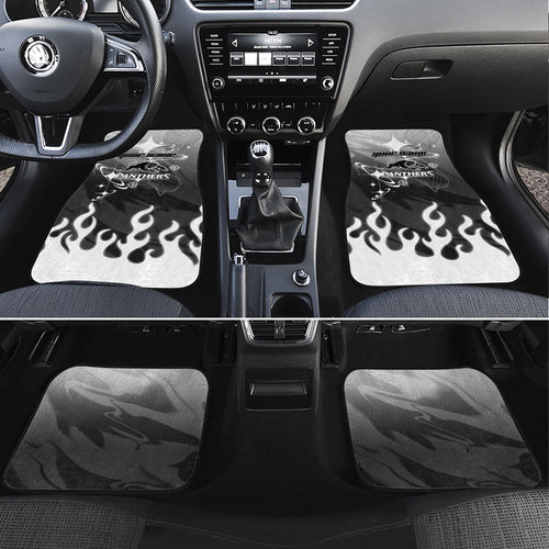 Personalized Penrith Panthers Car Mats Y2K Grunge Aesthetic With Cyber Flames and Starburst Graphics