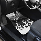 Personalized Penrith Panthers Car Mats Y2K Grunge Aesthetic With Cyber Flames and Starburst Graphics