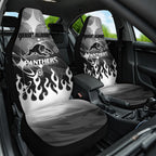 Personalized Penrith Panthers Car Seat Cover Y2K Grunge Aesthetic With Cyber Flames and Starburst Graphics