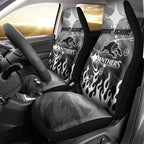 Personalized Penrith Panthers Car Seat Cover Y2K Grunge Aesthetic With Cyber Flames and Starburst Graphics