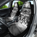Personalized Penrith Panthers Car Seat Cover Y2K Grunge Aesthetic With Cyber Flames and Starburst Graphics