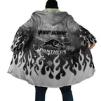 Personalized Penrith Panthers Cloak Y2K Grunge Aesthetic With Cyber Flames and Starburst Graphics