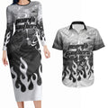 Personalized Penrith Panthers Couples Matching Long Sleeve Bodycon Dress and Hawaiian Shirt Y2K Grunge Aesthetic With Cyber Flames and Starburst Graphics