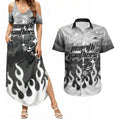 Personalized Penrith Panthers Couples Matching Summer Maxi Dress and Hawaiian Shirt Y2K Grunge Aesthetic With Cyber Flames and Starburst Graphics