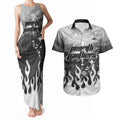 Personalized Penrith Panthers Couples Matching Tank Maxi Dress and Hawaiian Shirt Y2K Grunge Aesthetic With Cyber Flames and Starburst Graphics