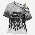 Personalized Penrith Panthers Cross Shoulder Shirt Y2K Grunge Aesthetic With Cyber Flames and Starburst Graphics