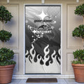 Personalized Penrith Panthers Door Cover Y2K Grunge Aesthetic With Cyber Flames and Starburst Graphics