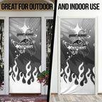 Personalized Penrith Panthers Door Cover Y2K Grunge Aesthetic With Cyber Flames and Starburst Graphics