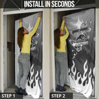 Personalized Penrith Panthers Door Cover Y2K Grunge Aesthetic With Cyber Flames and Starburst Graphics