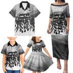 Personalized Penrith Panthers Family Matching Puletasi and Hawaiian Shirt Y2K Grunge Aesthetic With Cyber Flames and Starburst Graphics