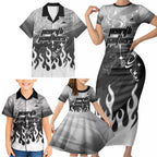 Personalized Penrith Panthers Family Matching Short Sleeve Bodycon Dress and Hawaiian Shirt Y2K Grunge Aesthetic With Cyber Flames and Starburst Graphics