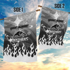 Personalized Penrith Panthers Garden Flag Y2K Grunge Aesthetic With Cyber Flames and Starburst Graphics