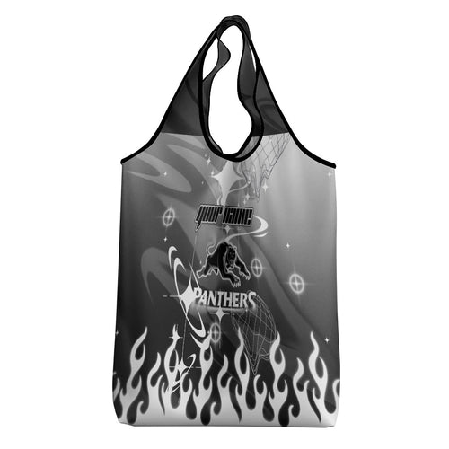 Personalized Penrith Panthers Grocery Bag Y2K Grunge Aesthetic With Cyber Flames and Starburst Graphics