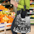 Personalized Penrith Panthers Grocery Bag Y2K Grunge Aesthetic With Cyber Flames and Starburst Graphics