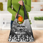 Personalized Penrith Panthers Grocery Bag Y2K Grunge Aesthetic With Cyber Flames and Starburst Graphics