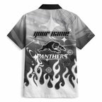 Personalized Penrith Panthers Hawaiian Shirt Y2K Grunge Aesthetic With Cyber Flames and Starburst Graphics