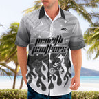 Personalized Penrith Panthers Hawaiian Shirt Y2K Grunge Aesthetic With Cyber Flames and Starburst Graphics