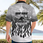 Personalized Penrith Panthers Hawaiian Shirt Y2K Grunge Aesthetic With Cyber Flames and Starburst Graphics