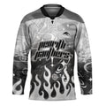Personalized Penrith Panthers Hockey Jersey Y2K Grunge Aesthetic With Cyber Flames and Starburst Graphics