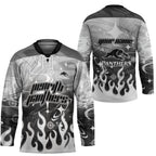 Personalized Penrith Panthers Hockey Jersey Y2K Grunge Aesthetic With Cyber Flames and Starburst Graphics
