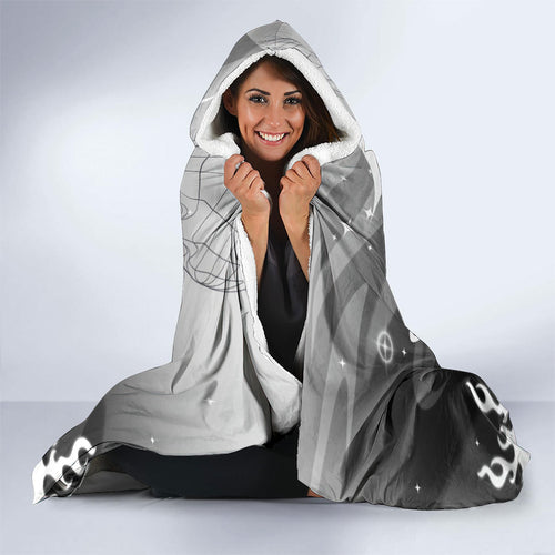 Personalized Penrith Panthers Hooded Blanket Y2K Grunge Aesthetic With Cyber Flames and Starburst Graphics