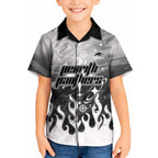 Personalized Penrith Panthers Kid Hawaiian Shirt Y2K Grunge Aesthetic With Cyber Flames and Starburst Graphics