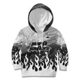 Personalized Penrith Panthers Kid Hoodie Y2K Grunge Aesthetic With Cyber Flames and Starburst Graphics